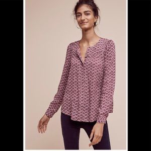 Anthropologie Maeve Orli Bibbed Button down blouse